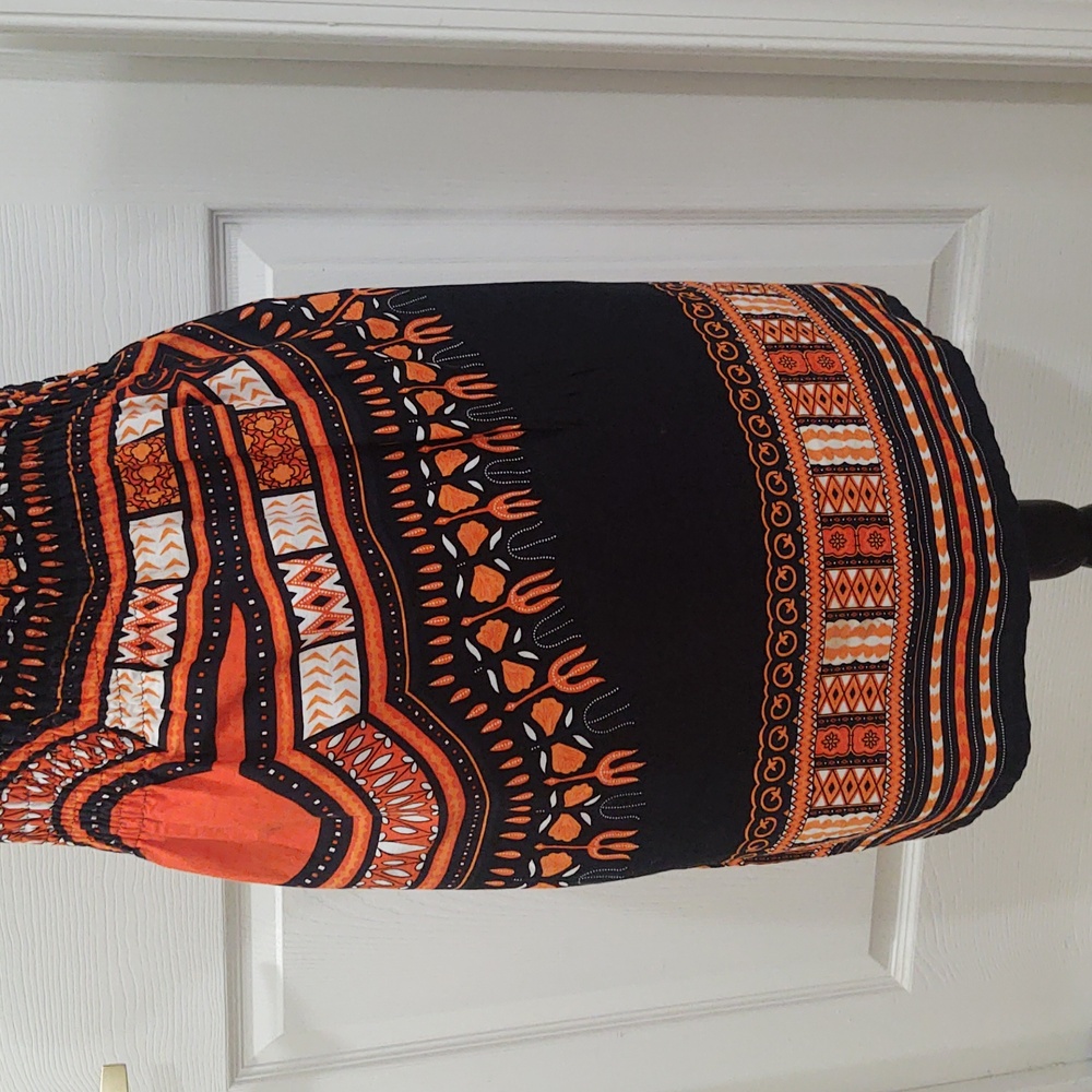 Women's Beaded V-neck Halter Print Dress | M - Picture 7 of 11